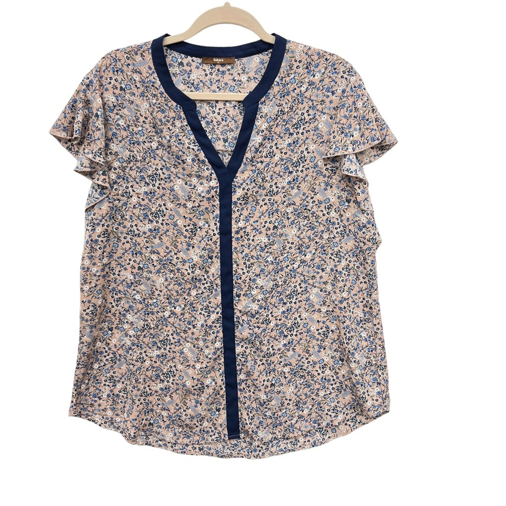 Gaharu Floral Cap Sleeve Blouse Top XL